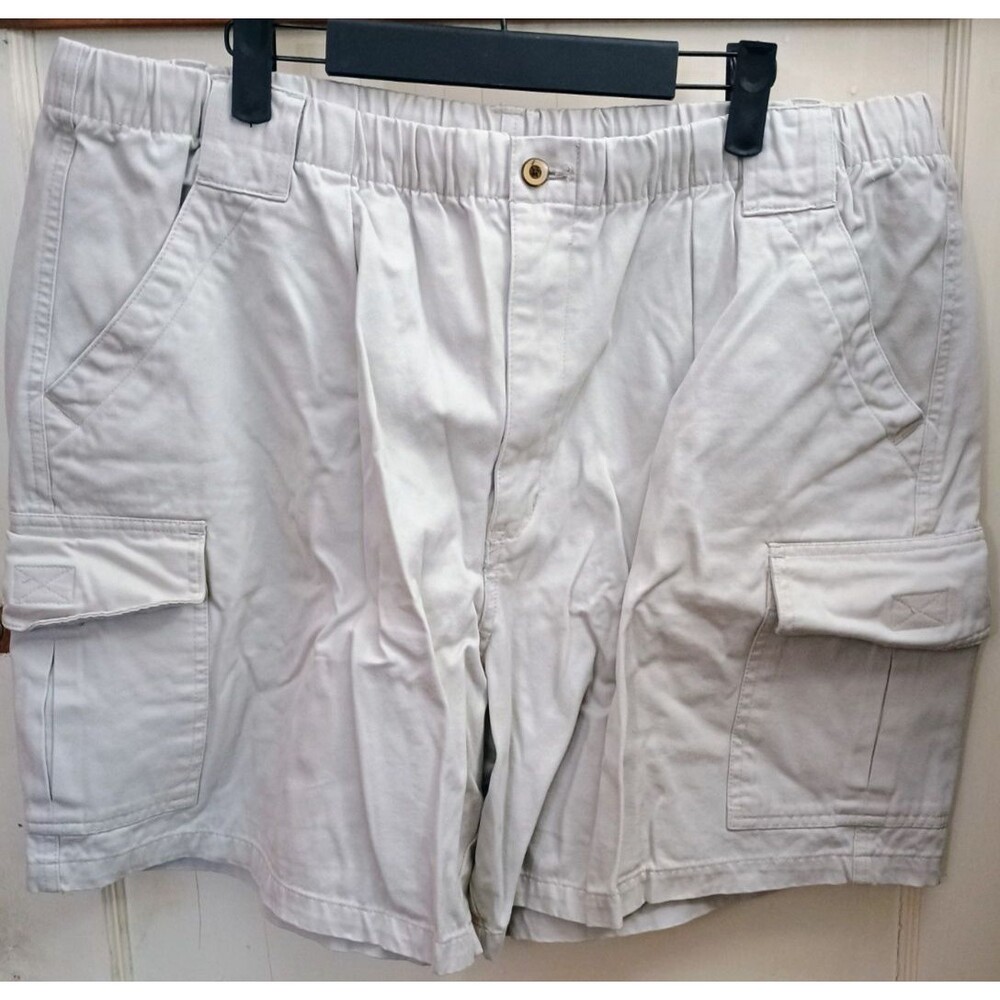 Knightsbridge Mens XL Cargo Shorts Khaki Beige 100% Cotton Elastic Waist 38"W